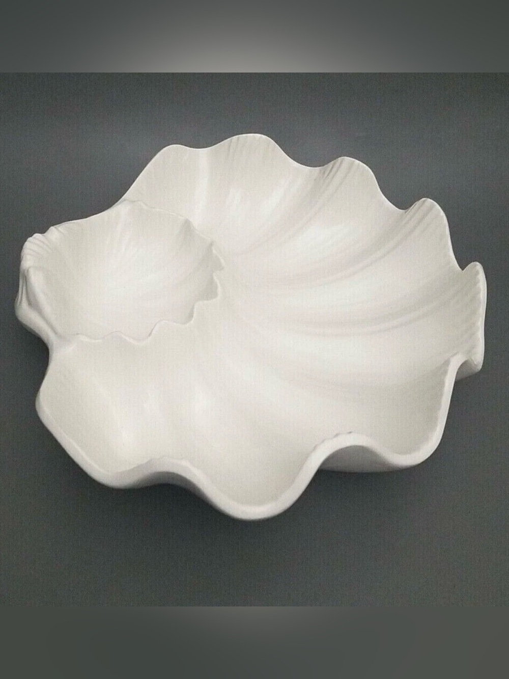 Vintage Ceramic Seashell Chip n Dip Serving Platter Japan